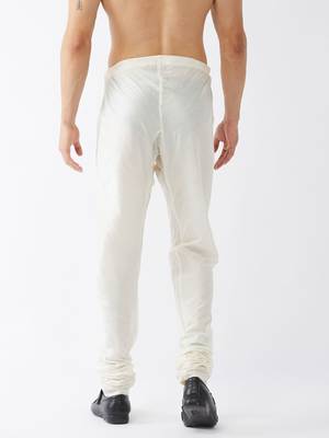 Cream Plain Silk Blend Men-Pyjamas 3