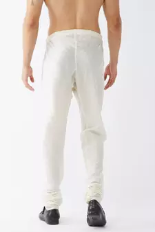 Cream Plain Silk Blend Men-Pyjamas