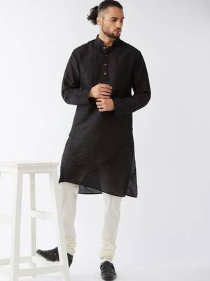 Cream Plain Silk Blend Men-Pyjamas 5