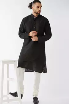 Cream Plain Silk Blend Men-Pyjamas