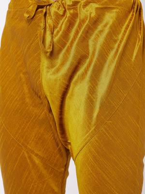 Yellow Plain Silk Blend Kurta-Pajama 5