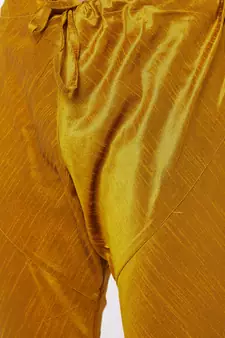 Yellow Plain Silk Blend Kurta-Pajama