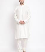 Men'S Cream Viscose Kurta Pyjama Set
