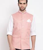 Men'S Coffee Cotton Blend Nehru Jacket