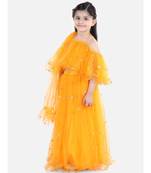 Sequin Net Lehenga with Ruffle Choli- Yellow