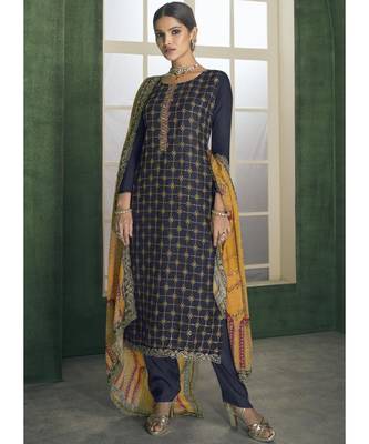 Navy Blue Georgette Party Wear Salwar Kameez 1