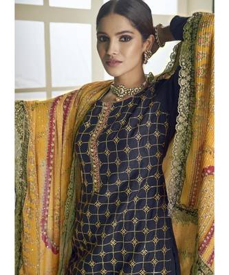 Navy Blue Georgette Party Wear Salwar Kameez 3