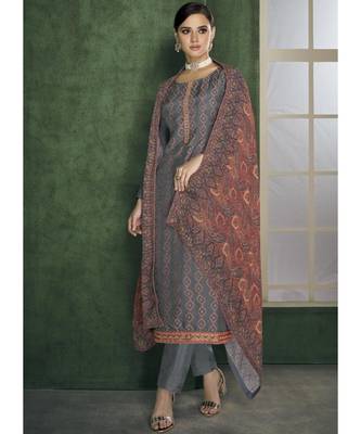 Dark Grey Georgette Party Wear Salwar Kameez 1