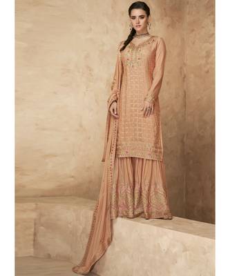 Peach Georgette Pakistani Salwar Kameez 2