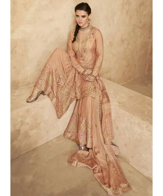 Peach Georgette Pakistani Salwar Kameez 3