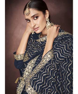 Navy Blue Georgette Party Wear Salwar Kameez 4