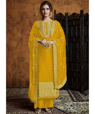 Yellow Georgette Party Wear Salwar Kameez 1
