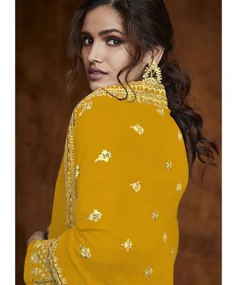 Yellow Georgette Party Wear Salwar Kameez 2