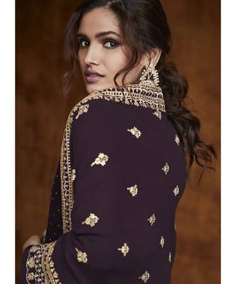 Wine Georgette Party Wear Salwar Kameez 2