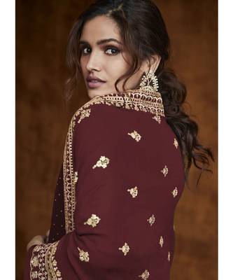 Maroon Georgette Party Wear Salwar Kameez 2
