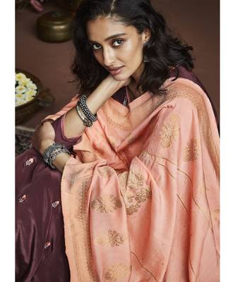 Brown Silk Blend Party Wear Salwar Kameez 2