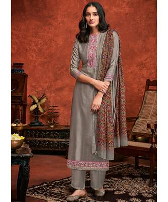 Grey Viscose Party Wear Salwar Kameez 1