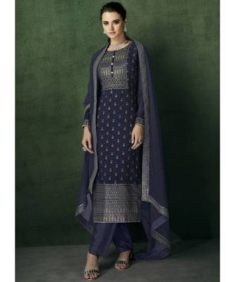 Navy Blue Georgette Party Wear Salwar Kameez 1