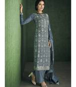 Grey Viscose Party Wear Salwar Kameez