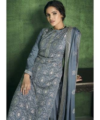 Grey Viscose Party Wear Salwar Kameez 3