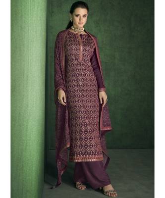 Dark Maroon Viscose Party Wear Salwar Kameez 1
