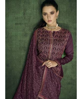 Dark Maroon Viscose Party Wear Salwar Kameez 2