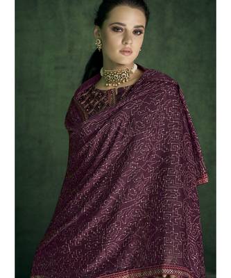 Dark Maroon Viscose Party Wear Salwar Kameez 3