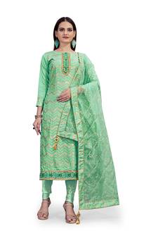 Sea-green woven chanderi salwar