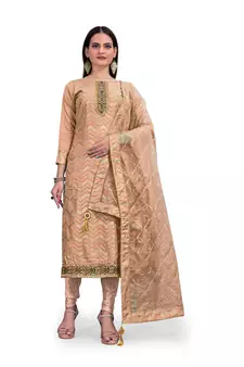 Peach woven chanderi salwar