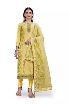 Light-yellow woven chanderi salwar