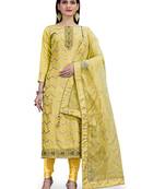 Light-yellow woven chanderi salwar