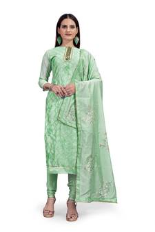 Sea-green sequins chanderi salwar
