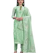Sea-green sequins chanderi salwar