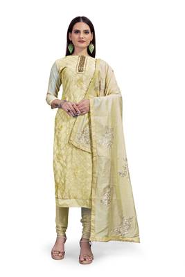 Beige sequins chanderi salwar 1