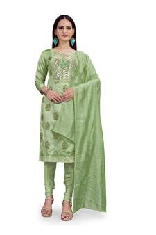 Light-green sequins chanderi salwar