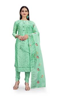 Green sequins chanderi salwar