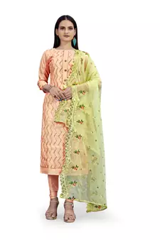 Peach sequins chanderi salwar