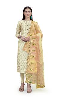 Light-green sequins chanderi salwar