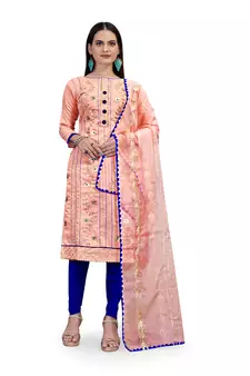 Peach embroidered chanderi salwar
