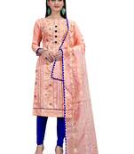 Peach embroidered chanderi salwar