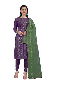 Purple embroidered chanderi salwar