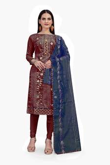 Maroon embroidered chanderi salwar