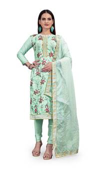 Sea-green sequins chanderi salwar