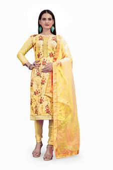 Yellow sequins chanderi salwar