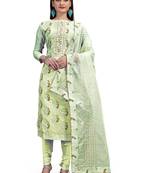 Light-green foilage print chanderi salwar