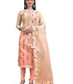 Peach foilage print chanderi salwar