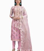 Pink foilage print chanderi salwar