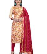 Beige printed chanderi salwar