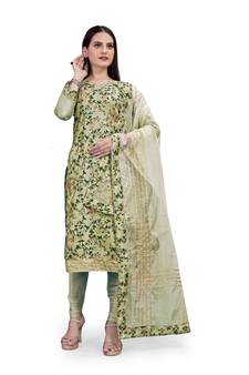 Olive printed chanderi salwar