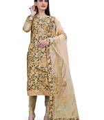 Beige printed chanderi salwar